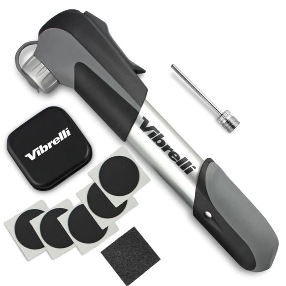 Vibrelli Mini Bike Pump Glueless Puncture Repair Kit Fits Presta & Schrader Bike - Picture 1 of 8